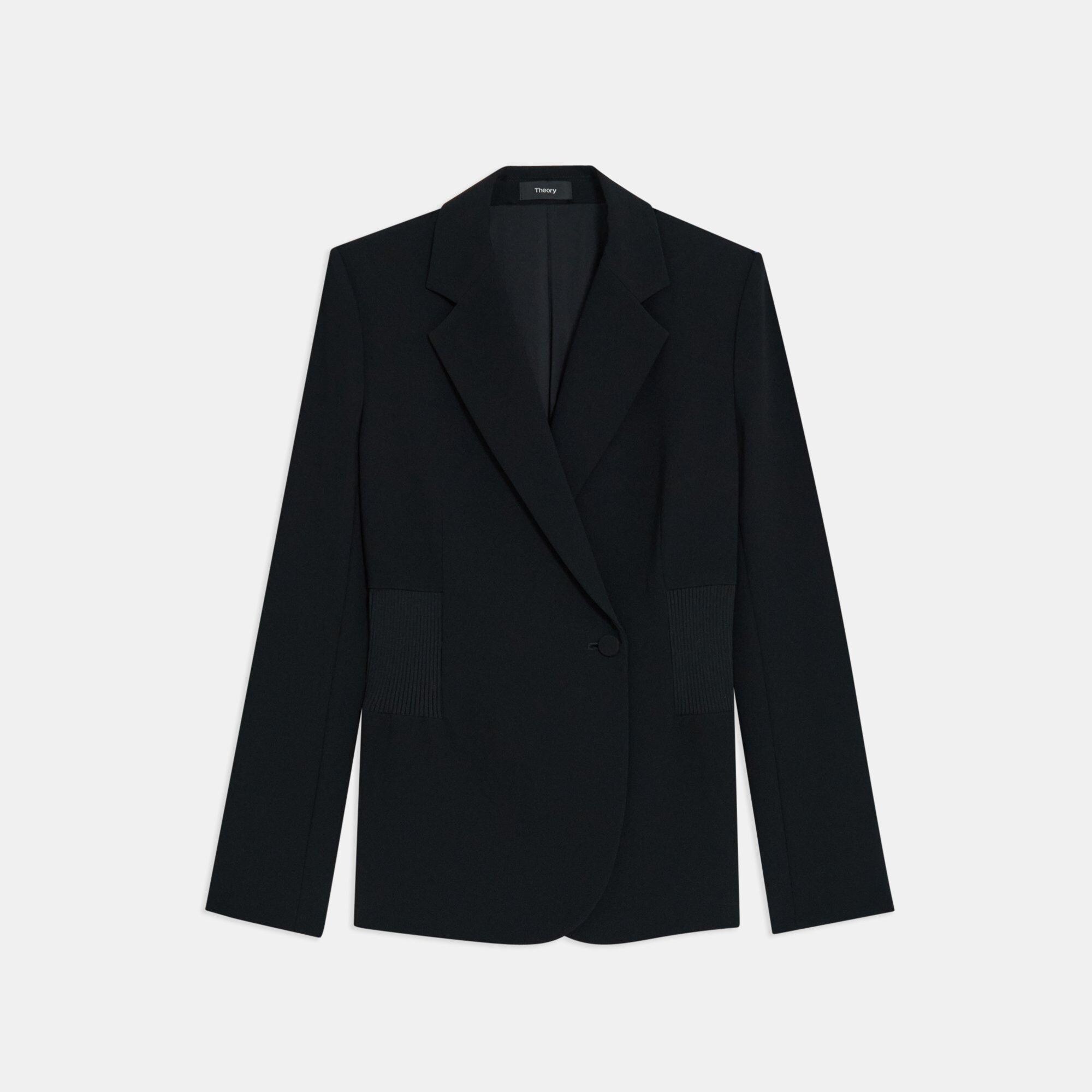 Admiral Crepe Ribbed-Waist Blazer | Theory