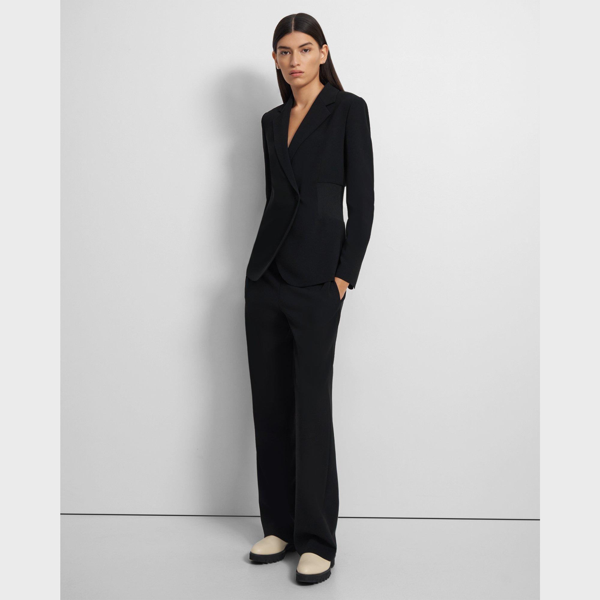 Admiral Crepe Ribbed-Waist Blazer | Theory