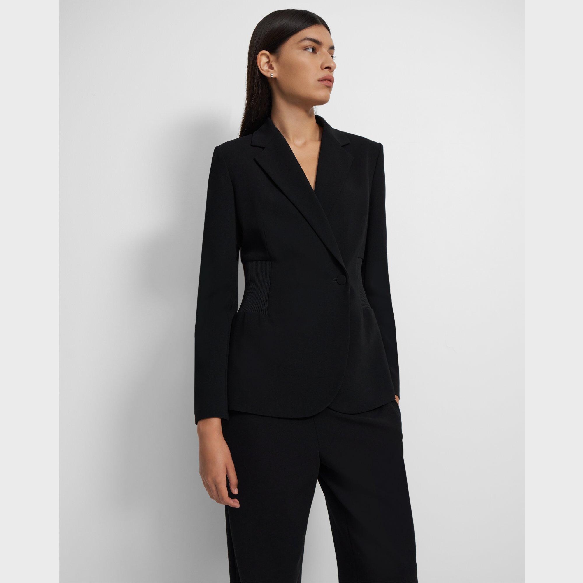 Admiral Crepe Ribbed-Waist Blazer | Theory