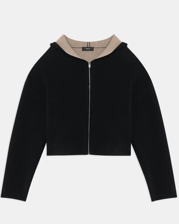 Cropped Hoodie in Felted Wool-Cashmere