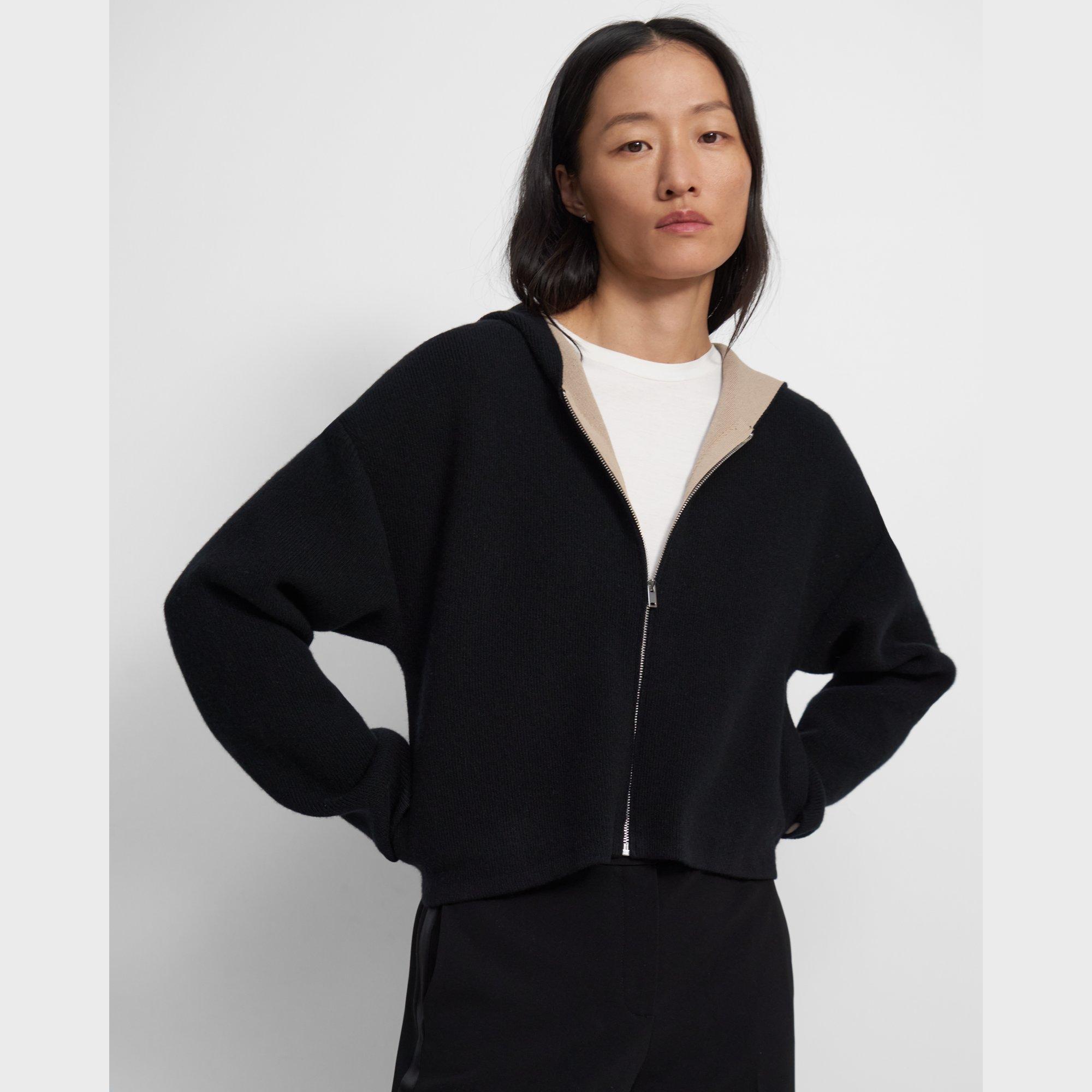 Felted Wool-Cashmere Cropped Hoodie | Theory