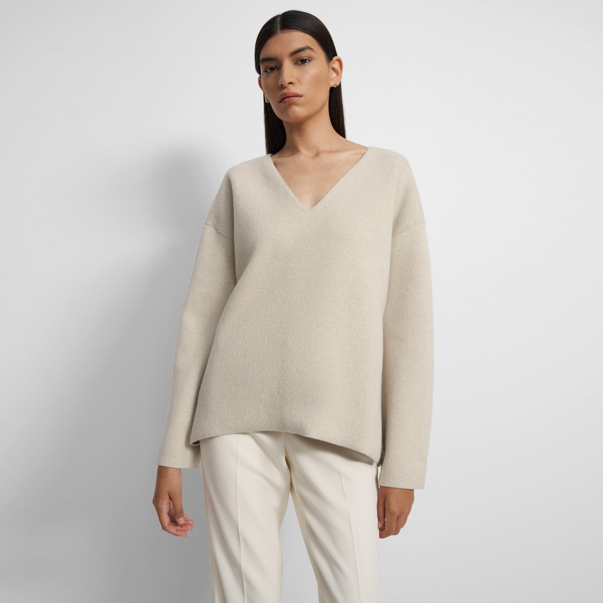 Felted Wool-Cashmere Reversible Karenia Sweater | Theory