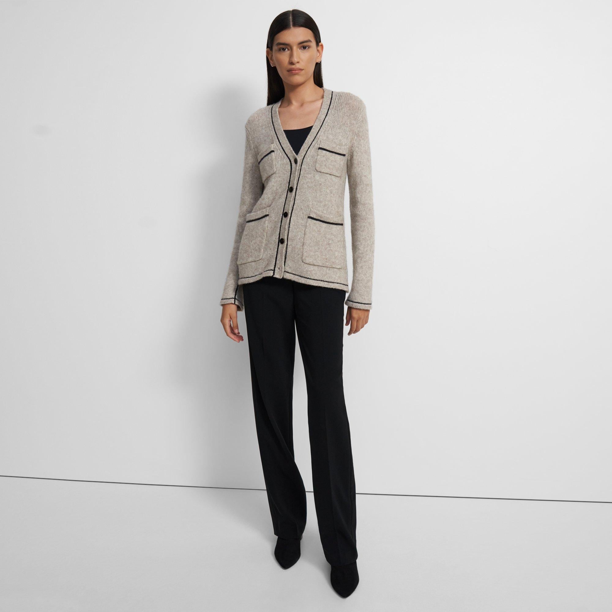 Wool Contrast-Stitched Cardigan | Theory