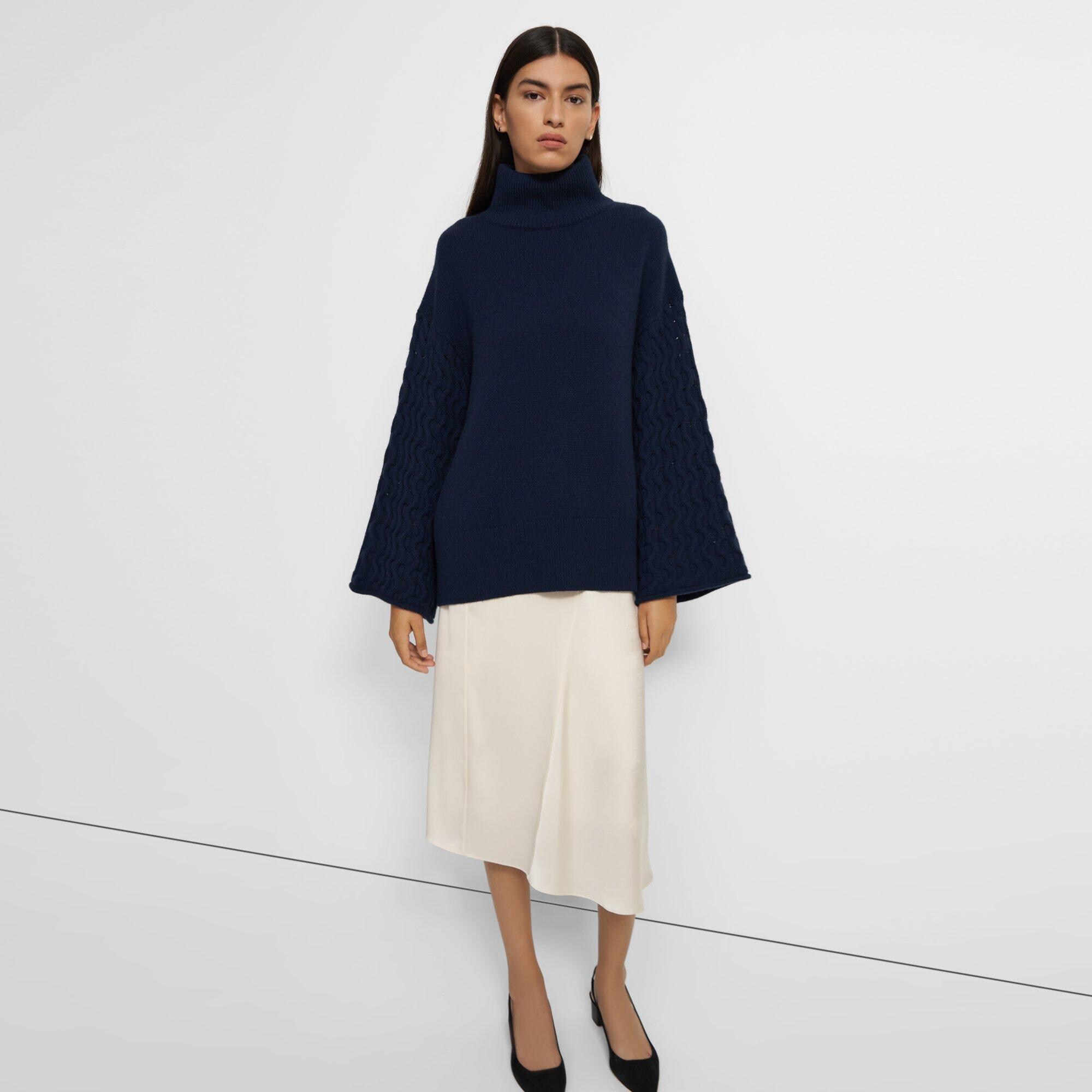 Cable-Sleeve Pullover in Cashmere