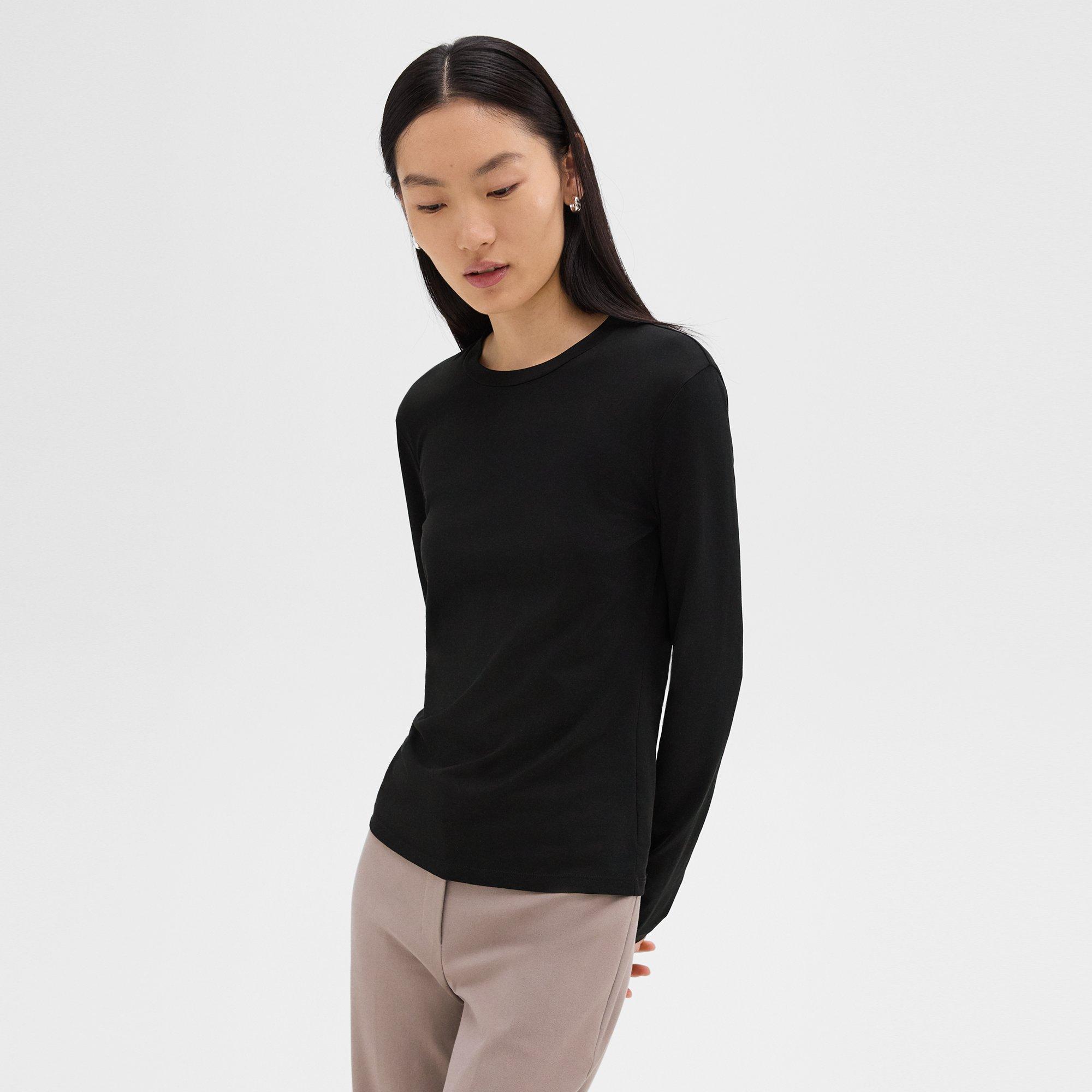 Black Organic Cotton Tiny Long-Sleeve Tee | Theory