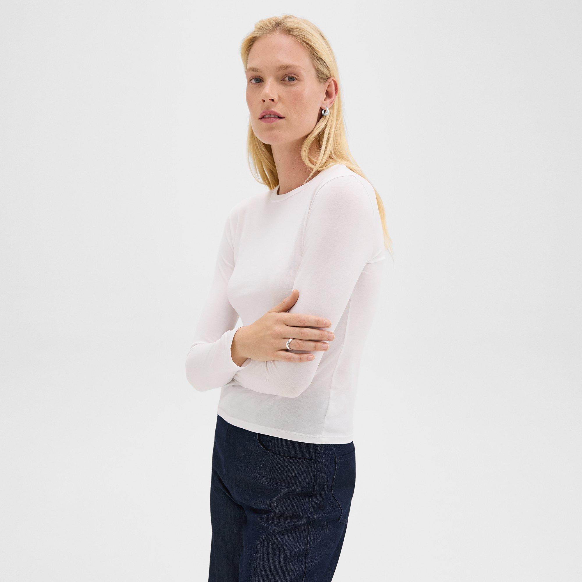 Theory Tiny Long-Sleeve Tee in Organic Cotton