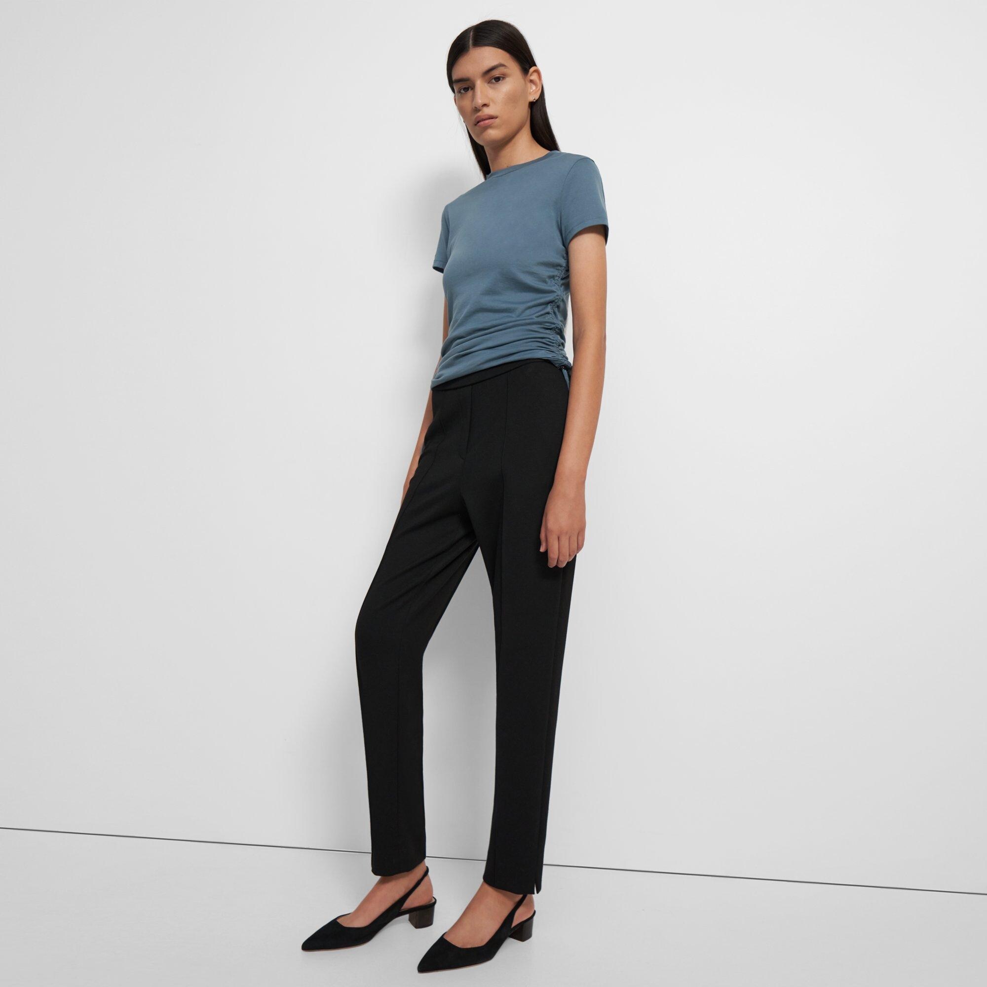 Pull-On Waist Pant in Double-Knit Viscose