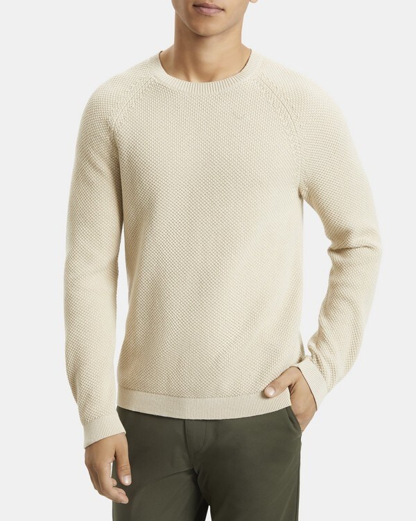 띠어리 맨 스웨터, 코튼 캐시미어 Theory Crewneck Sweater in Cotton-Cashmere,PEYOTE