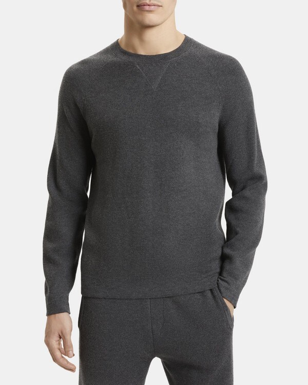 띠어리 맨 스웨터, 경량 울 블렌드 Theory Crewneck Sweater in Light Wool-Blend,DARK CHARCOAL
