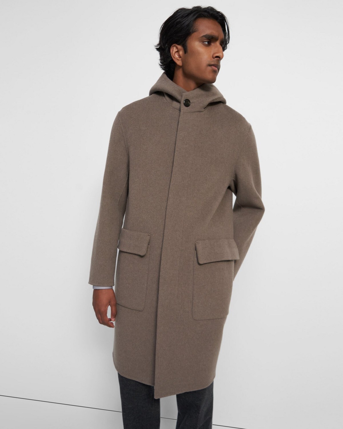 Hooded Coat in Double-Face Wool-Cashmere