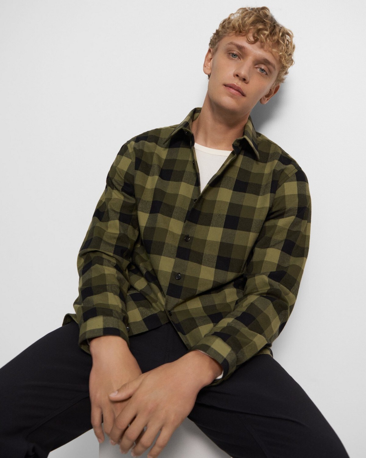 Standard-Fit Shirt in Overdyed Cotton Gingham