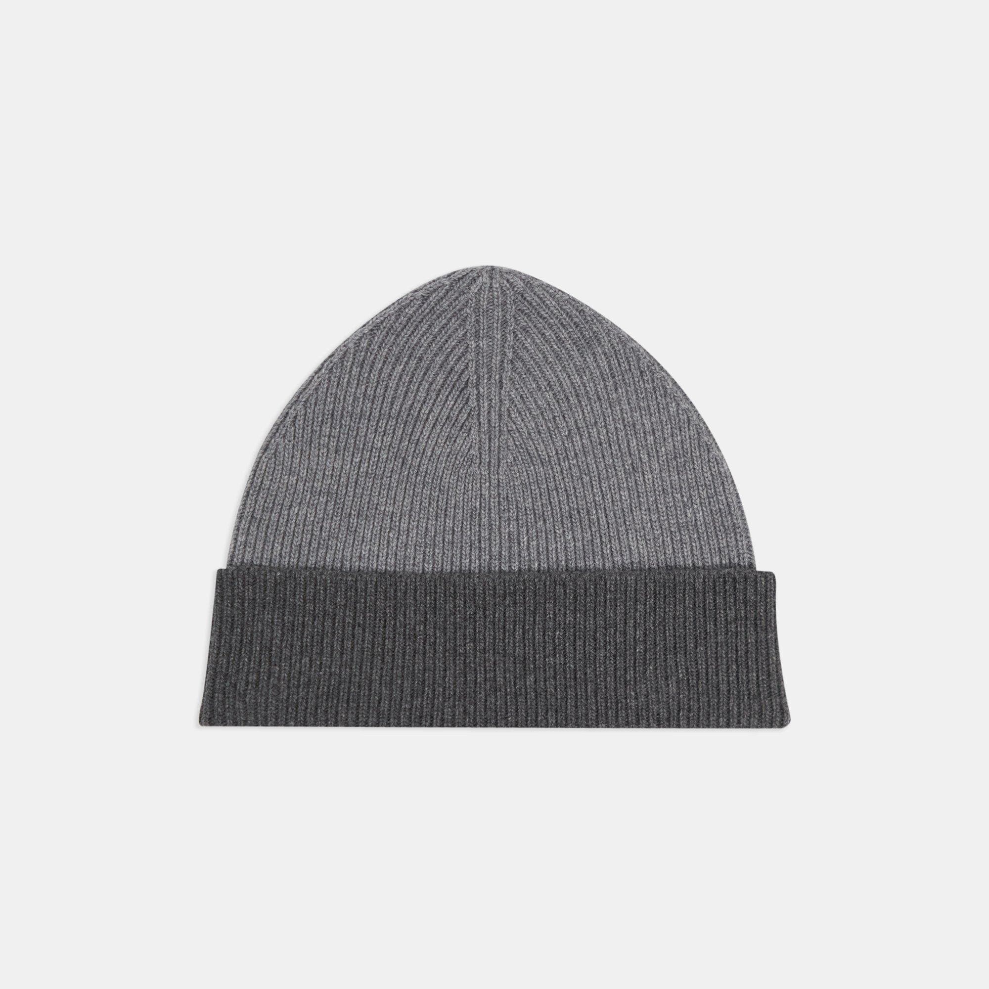 Two-Tone Beanie in Wool-Cashmere