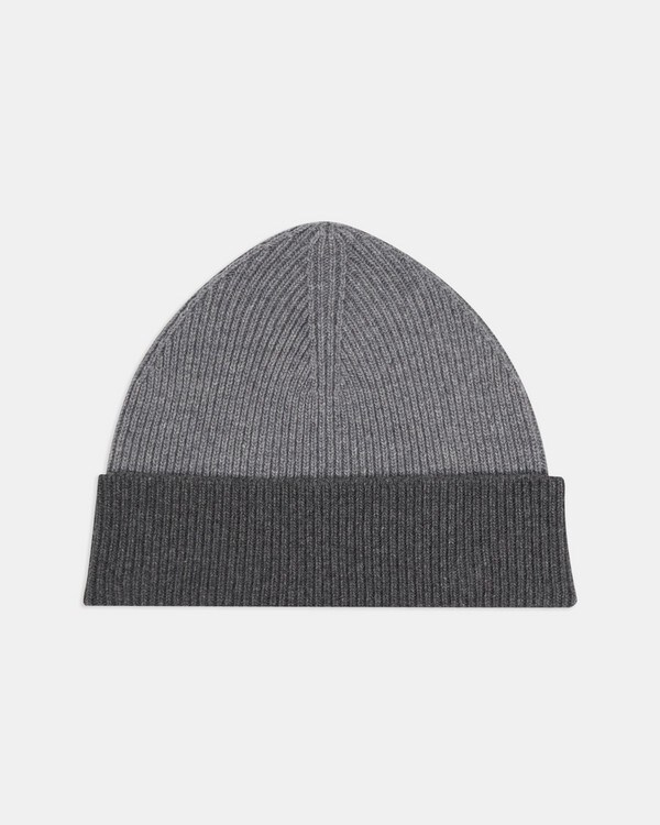 Two-Tone Beanie in Wool-Cashmere