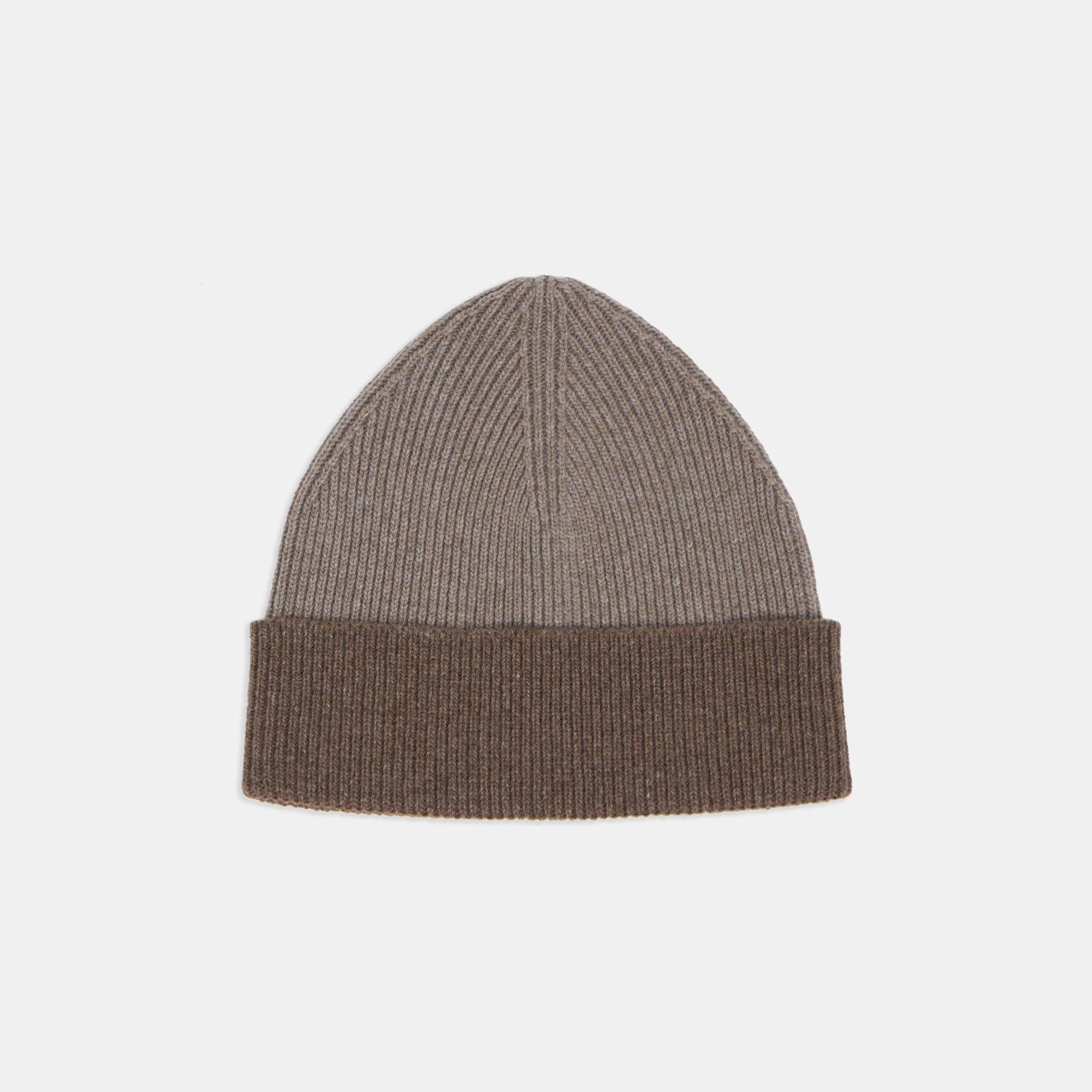 Bonnet bicolore en laine et cachemire