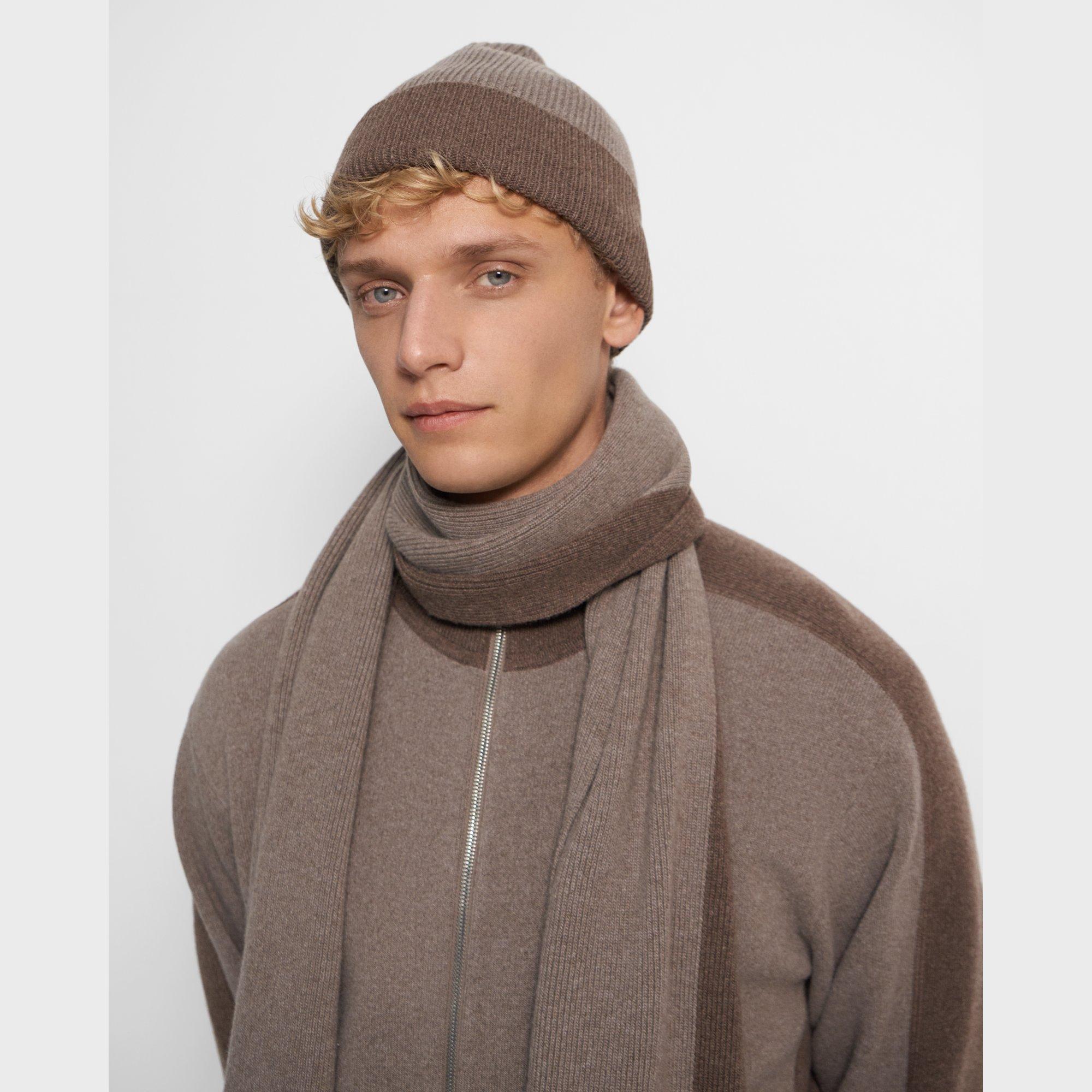 Bonnet bicolore en laine et cachemire