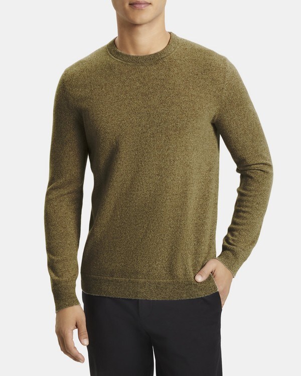 띠어리 맨 스웨터, 100% 캐시미어 Theory Crewneck Sweater in Cashmere,DARK OLIVE
