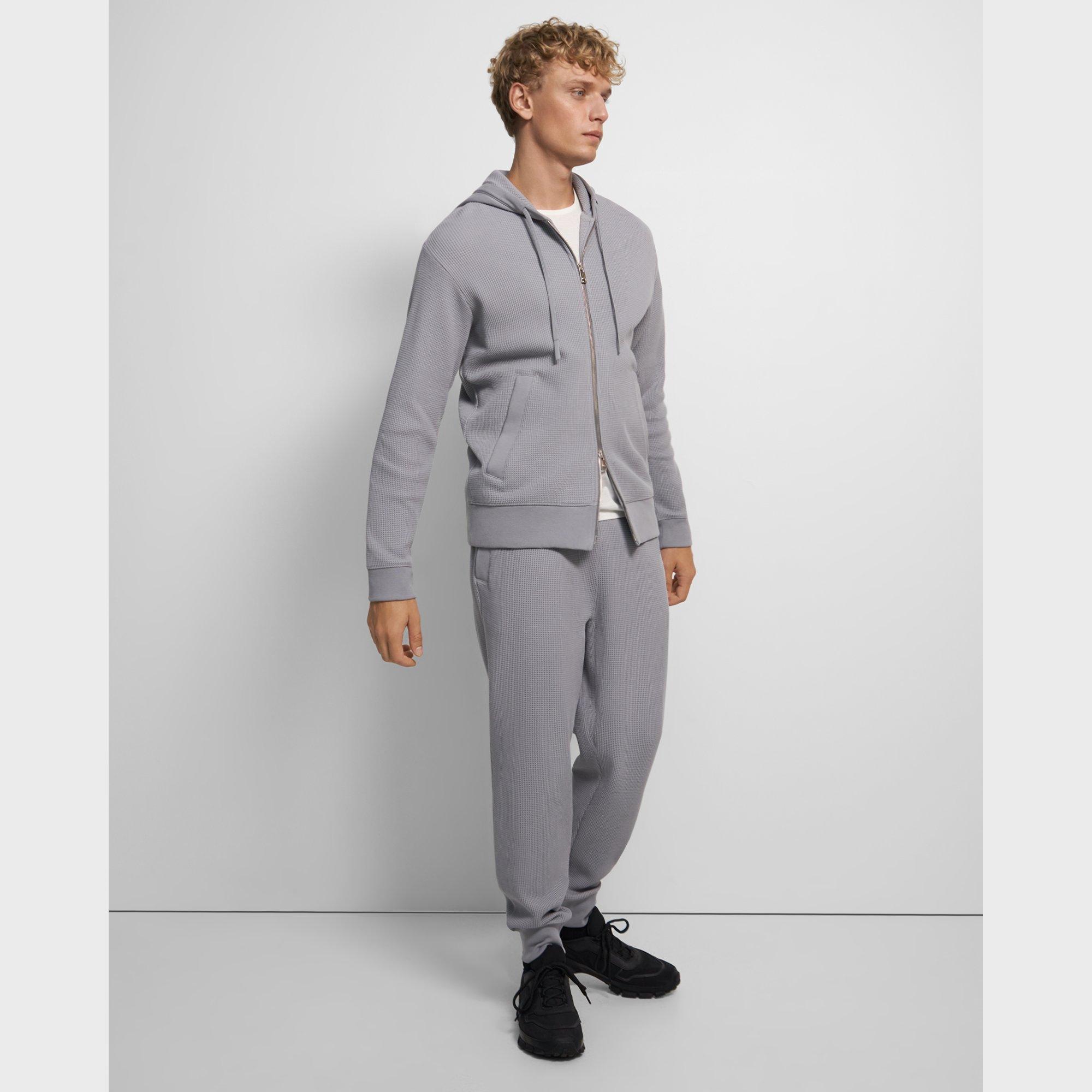 Full-Zip Hoodie in Waffle-Knit Cotton