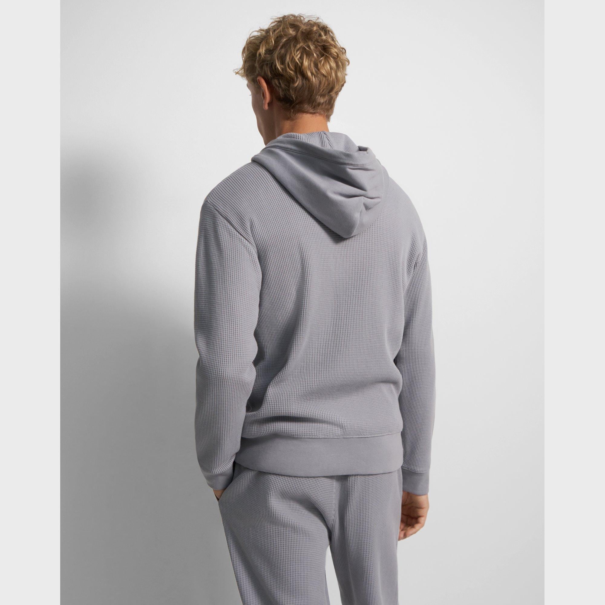 Full-Zip Hoodie in Waffle-Knit Cotton