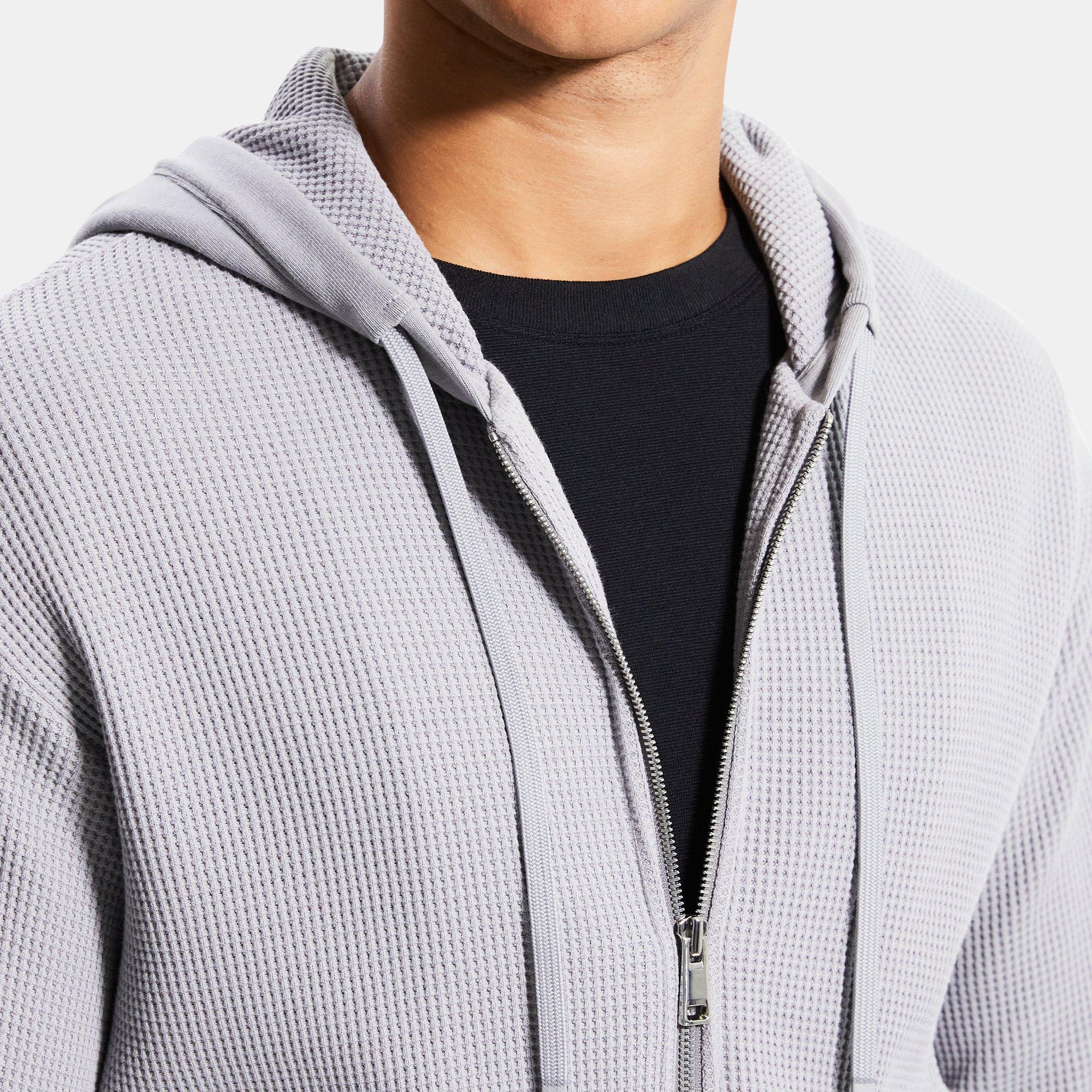 Full-Zip Hoodie in Waffle-Knit Cotton