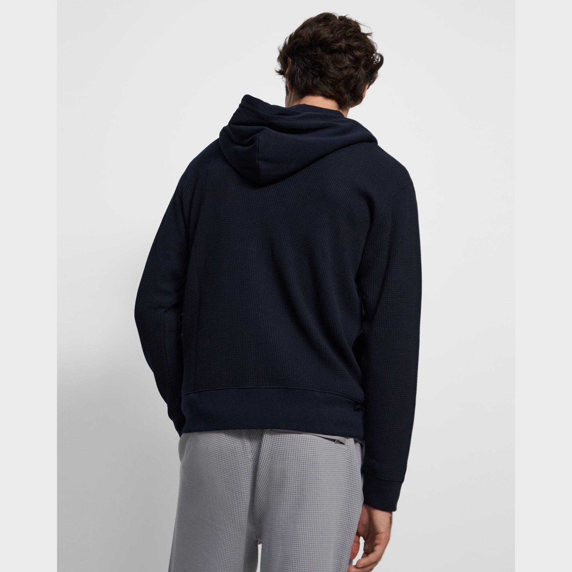 Kapuzenpullover mit durchgehendem Reißverschluss aus Baumwollstrick mit Waffelstruktur