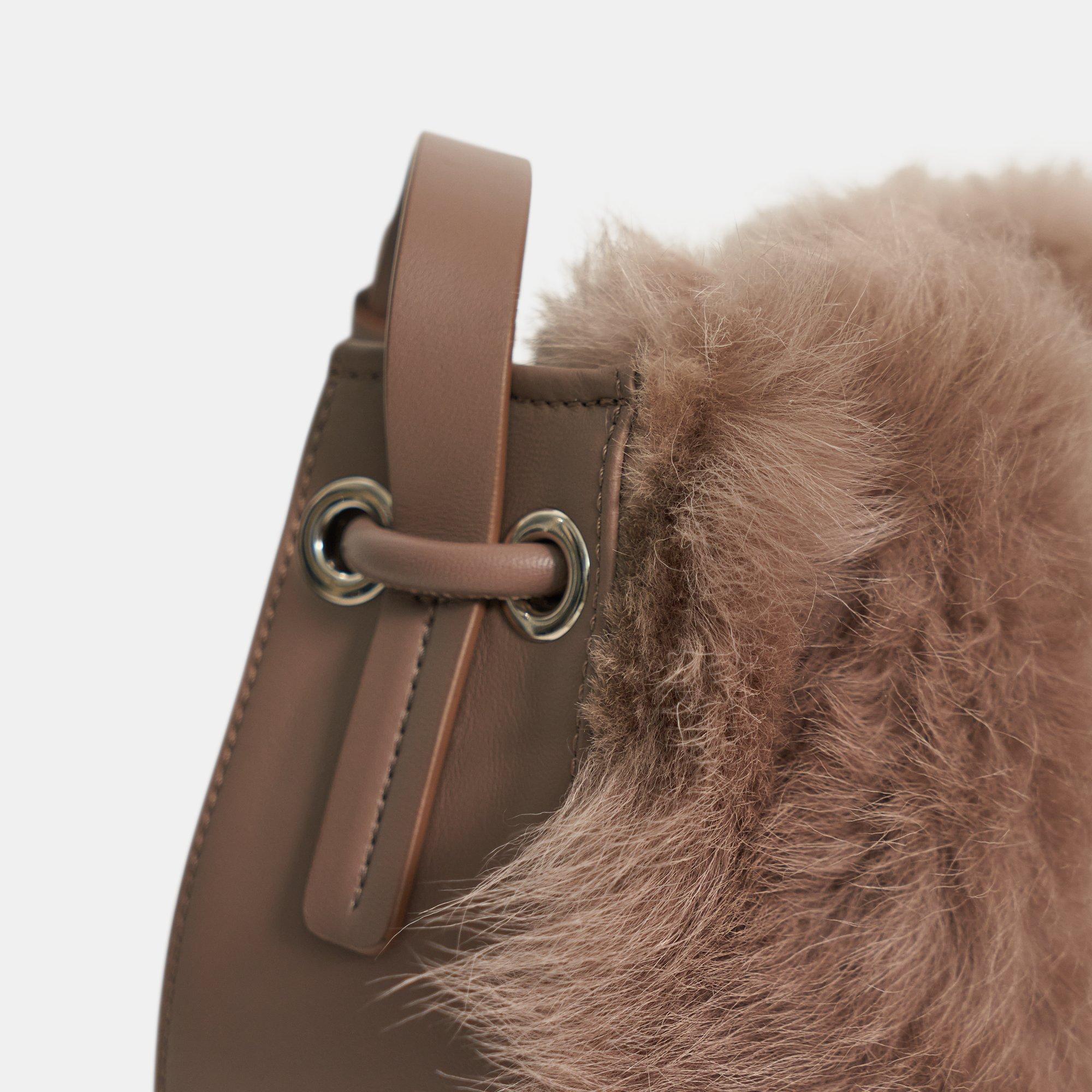 Micro Bucket Bag in Shearling