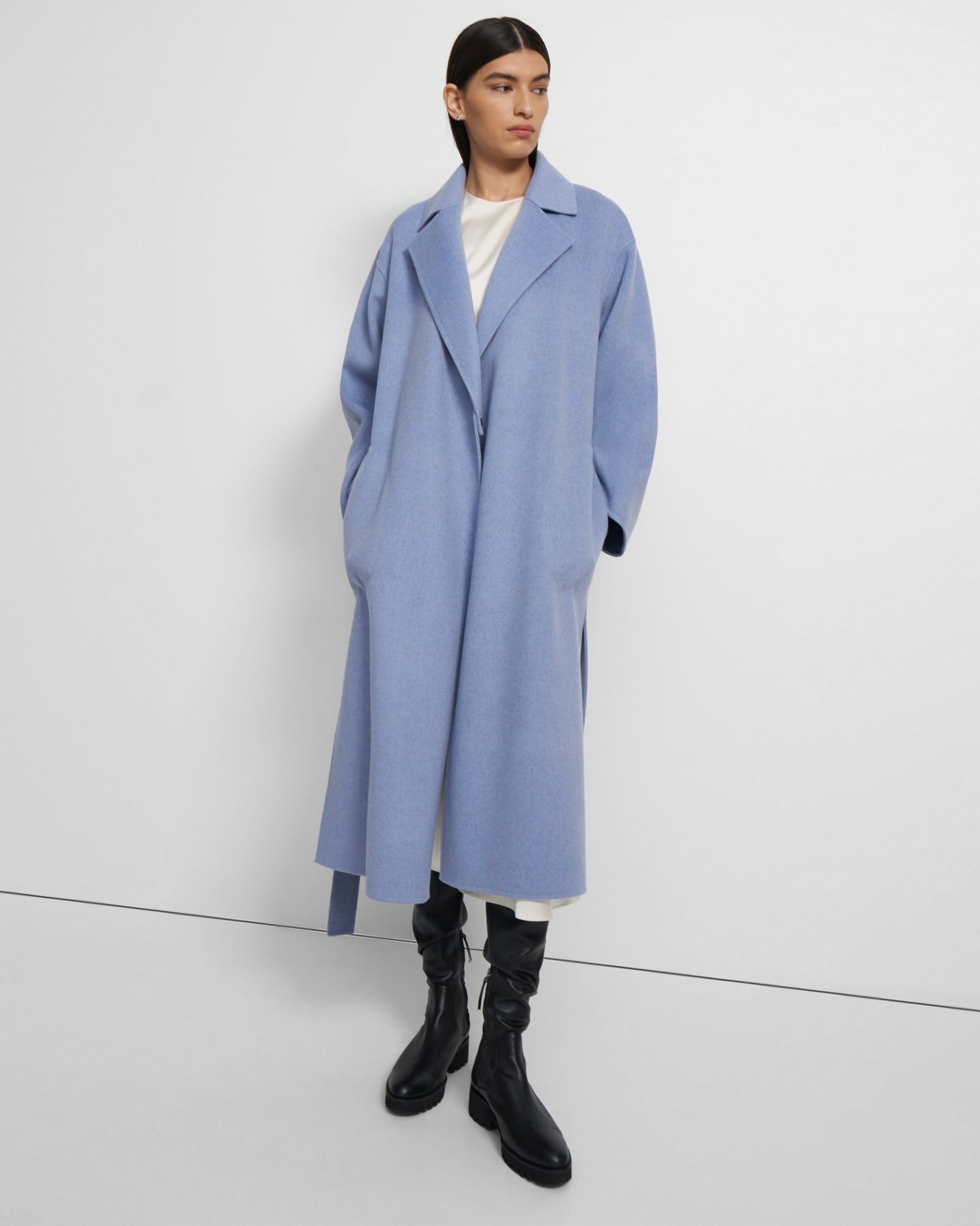 Double-Face Wool-Cashmere Wrap Coat | Theory
