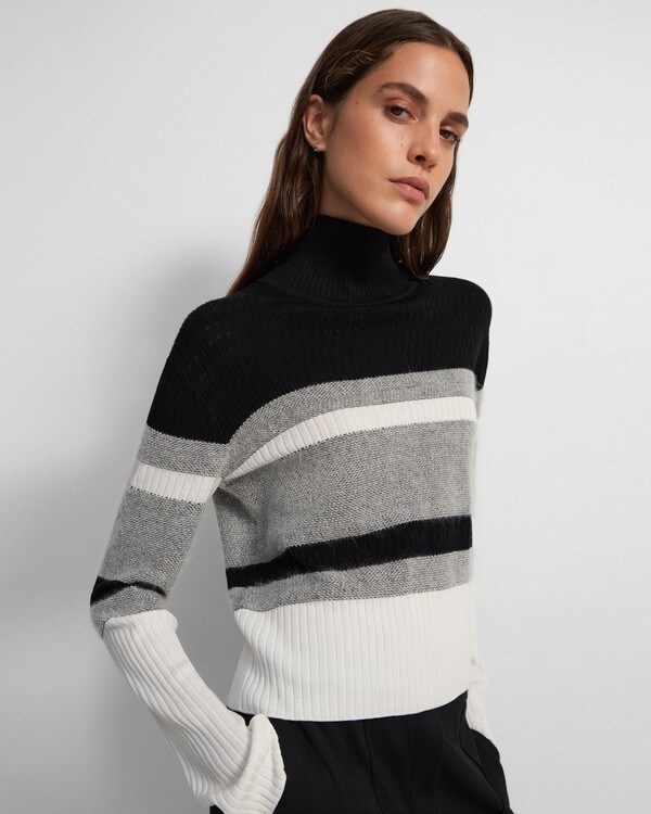 Cropped Turtleneck in Double-Knit Silk-Cotton