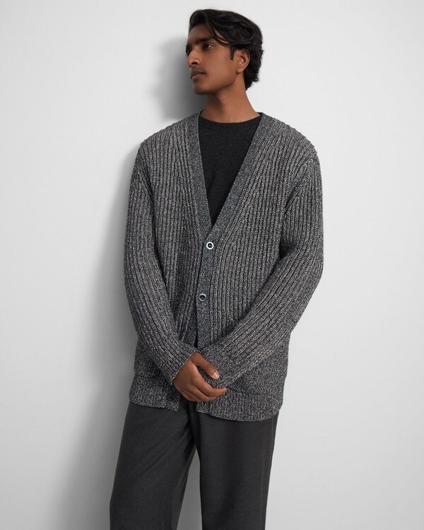 Cardigan in Ribbed Cotton