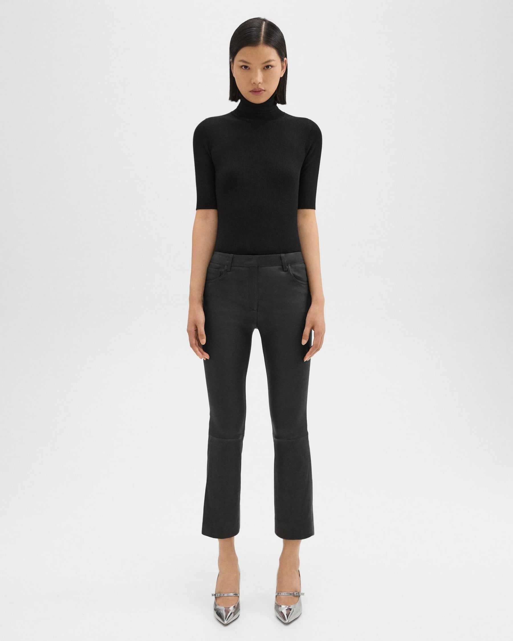 Theory 5-Pocket Flare Pant in Leather