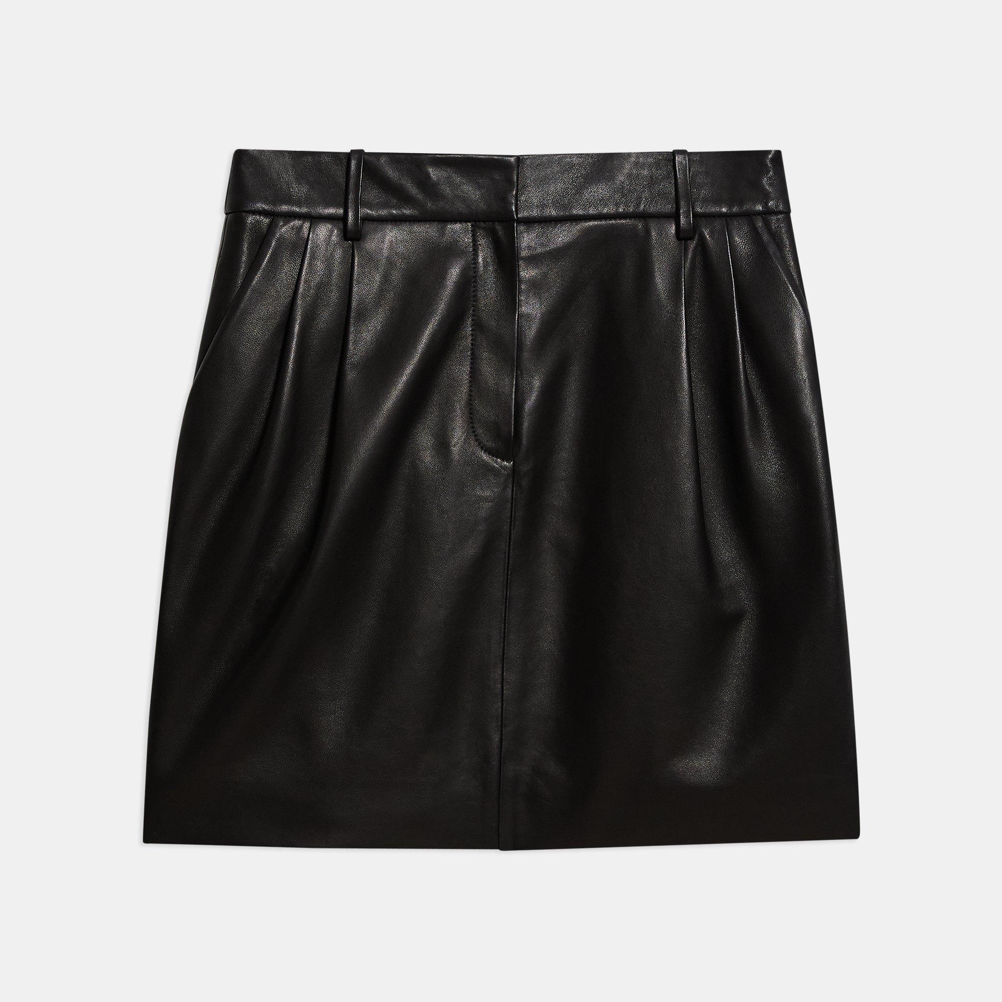 Leather Pleat Mini Skirt | Theory Outlet