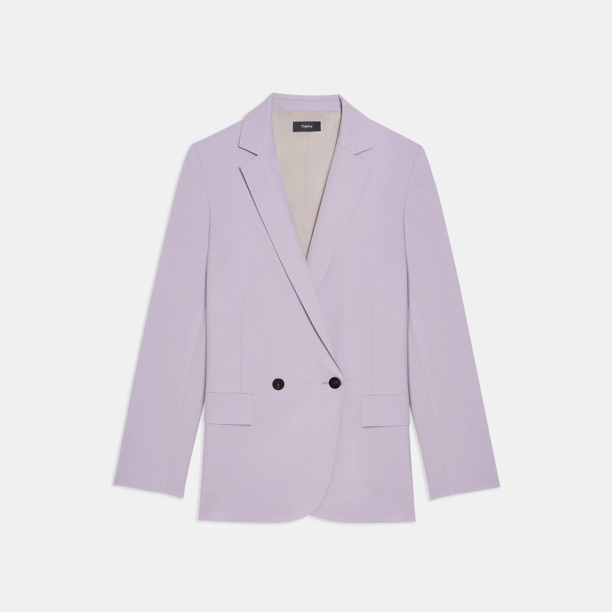 Purple Good Wool Double-Breasted Boy Blazer | Theory