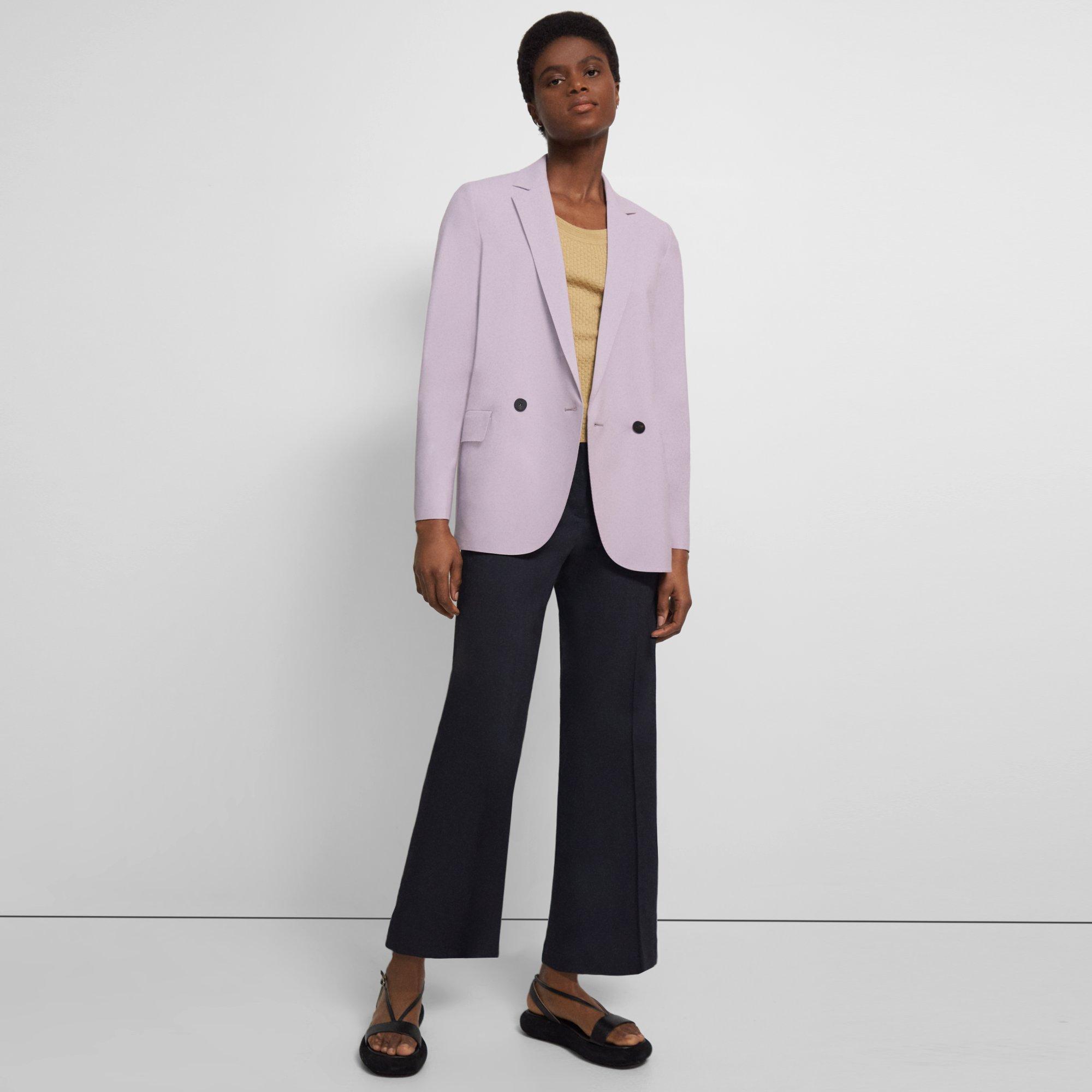 Purple Good Wool Double-Breasted Boy Blazer | Theory