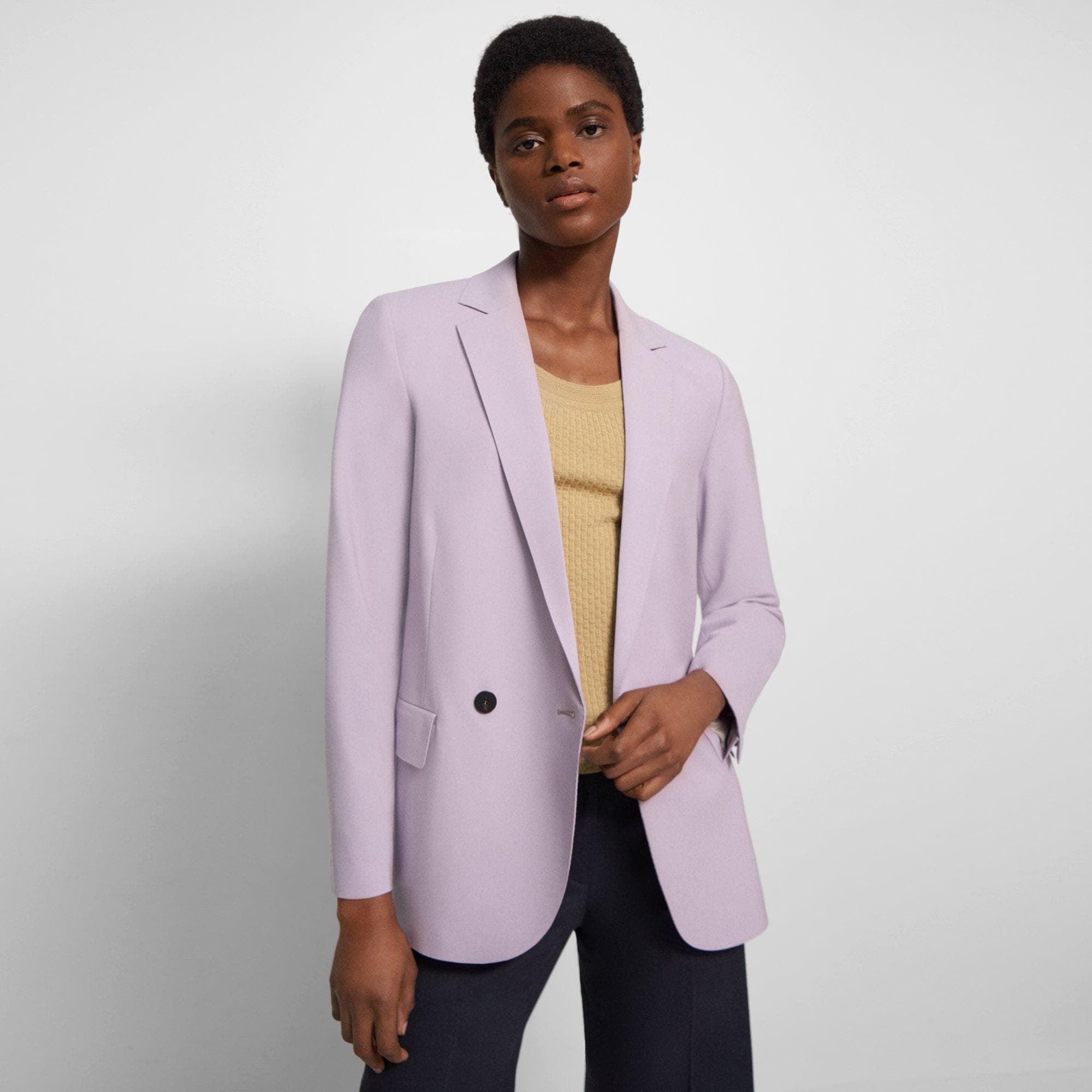 Purple Good Wool Double-Breasted Boy Blazer | Theory