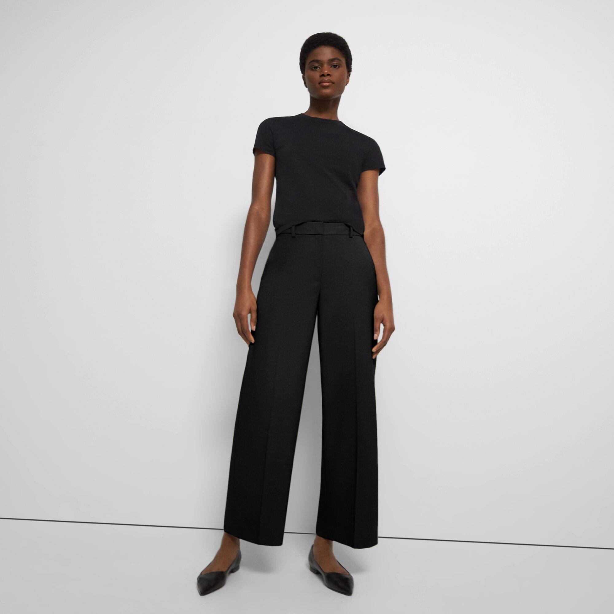 Black Good Wool Relaxed Pant | Theory