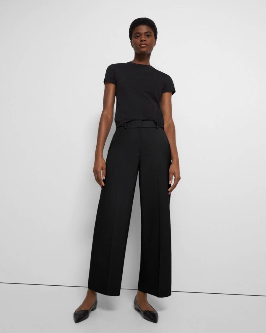 Black Good Wool Relaxed Pant | Theory