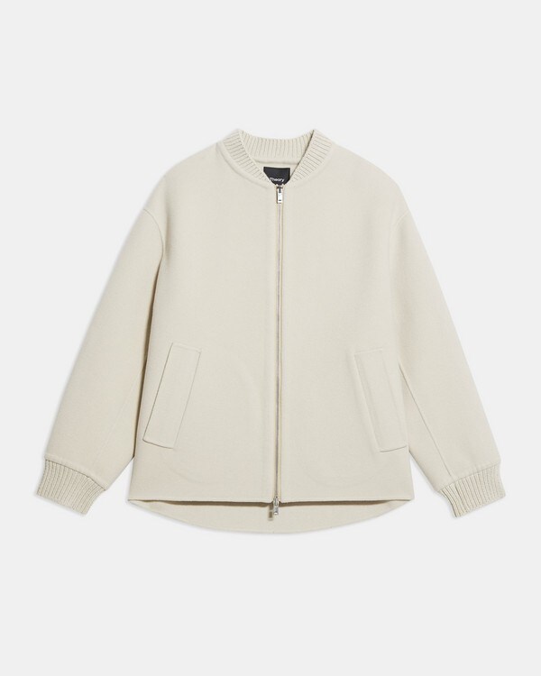 Oversized Bomber Jacket in Double-Face Wool-Cashmere