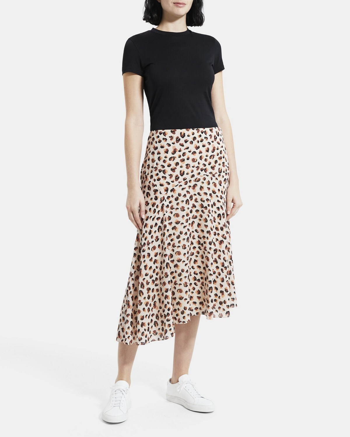 Asymmetrical Skirt in Leopard Silk