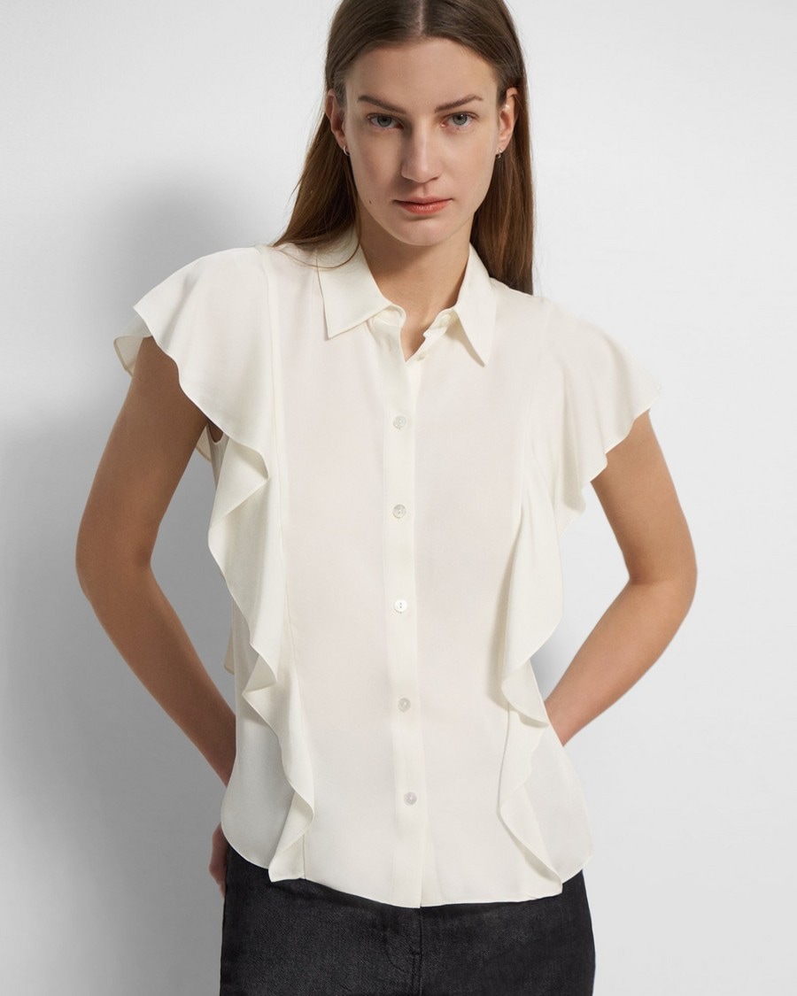 Ruffled Shirt in Silk Georgette
