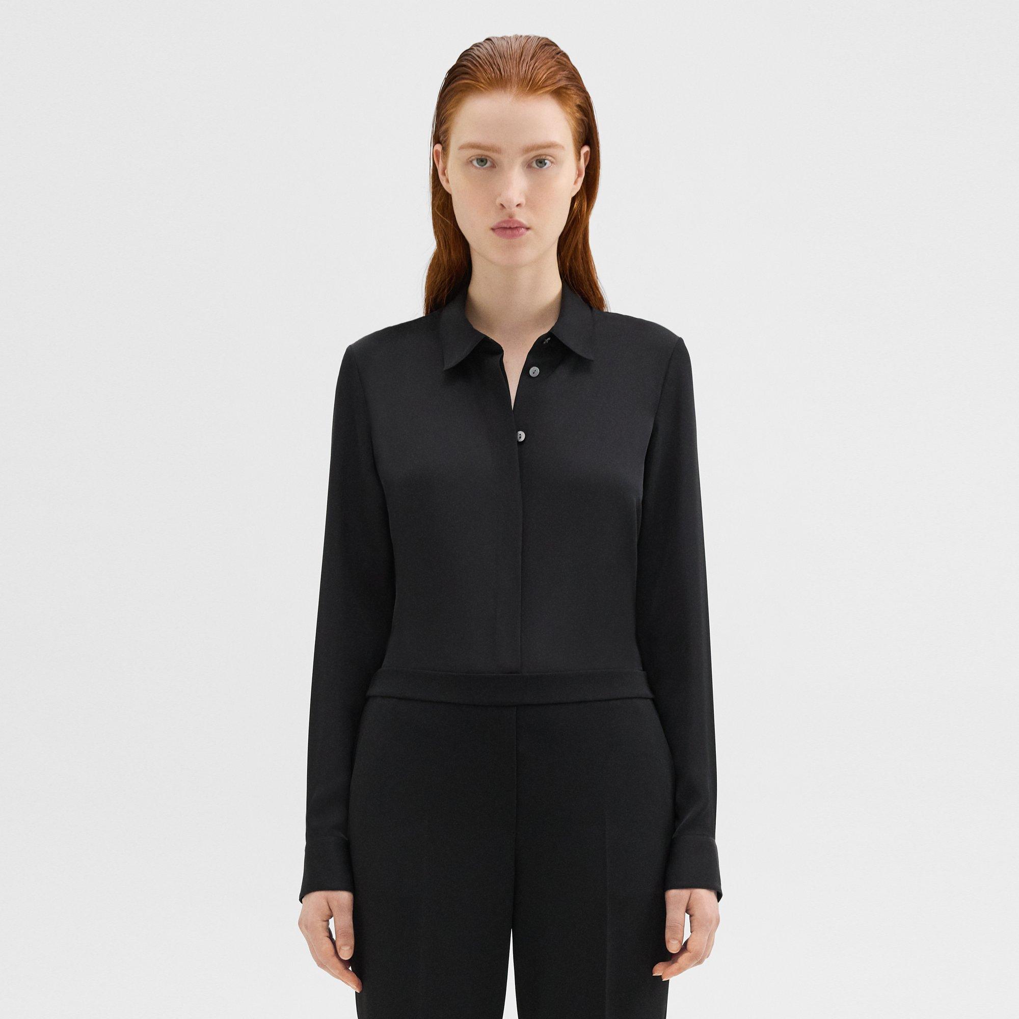 Theory Fitted Shirt in Silk Georgette