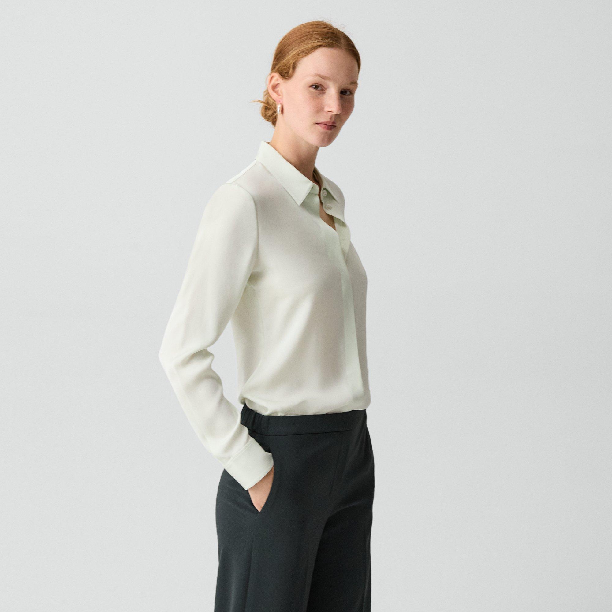 Fitted Shirt in Silk Georgette