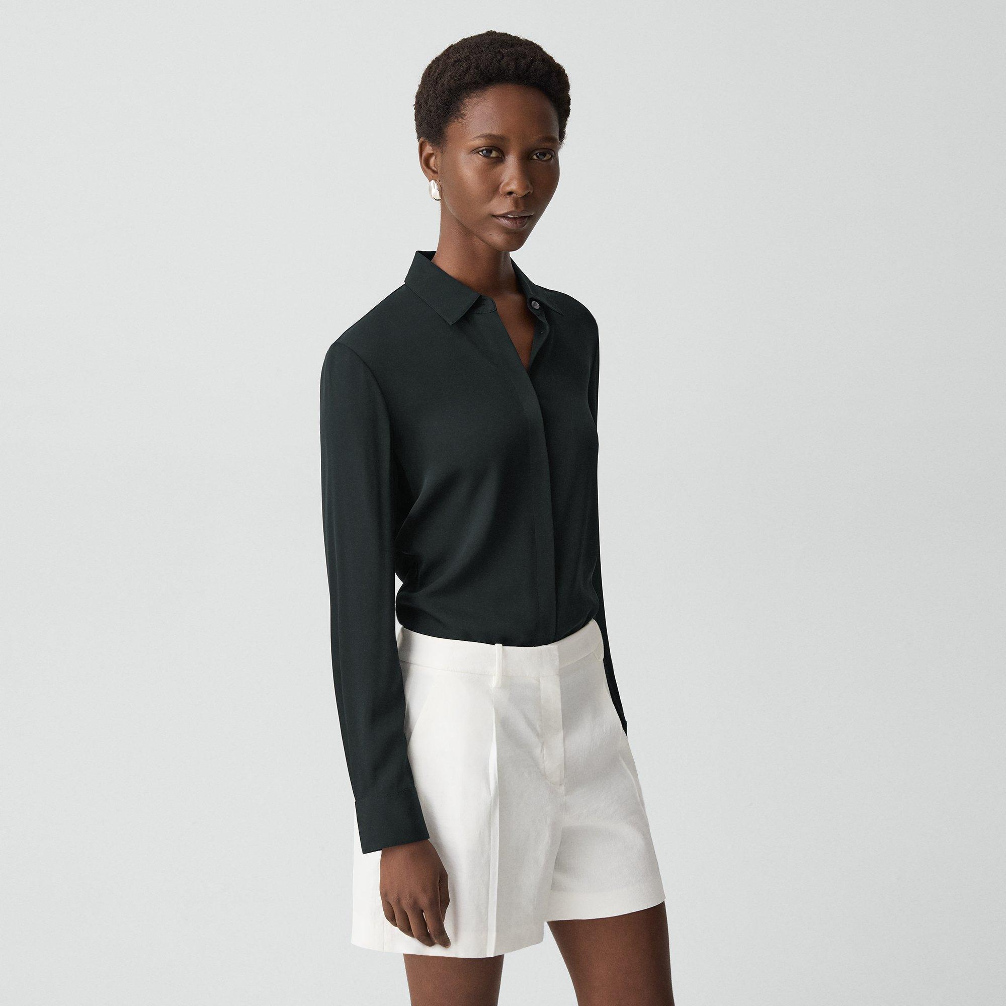 Fitted Shirt in Silk Georgette