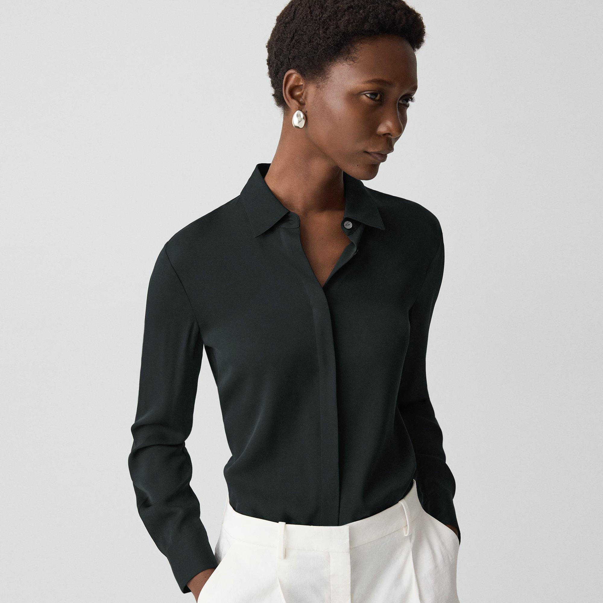 Fitted Shirt in Silk Georgette