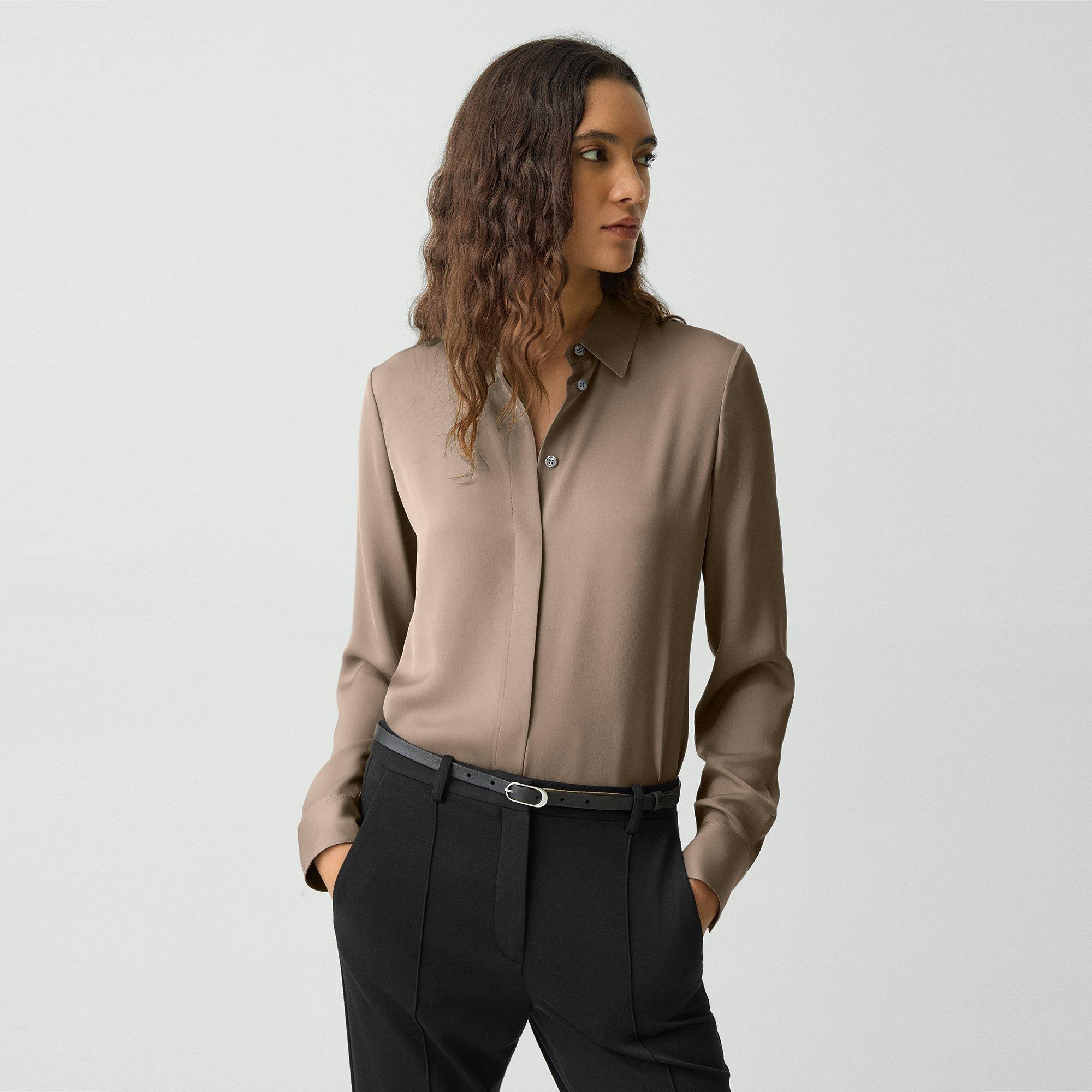 Fitted Shirt in Silk Georgette