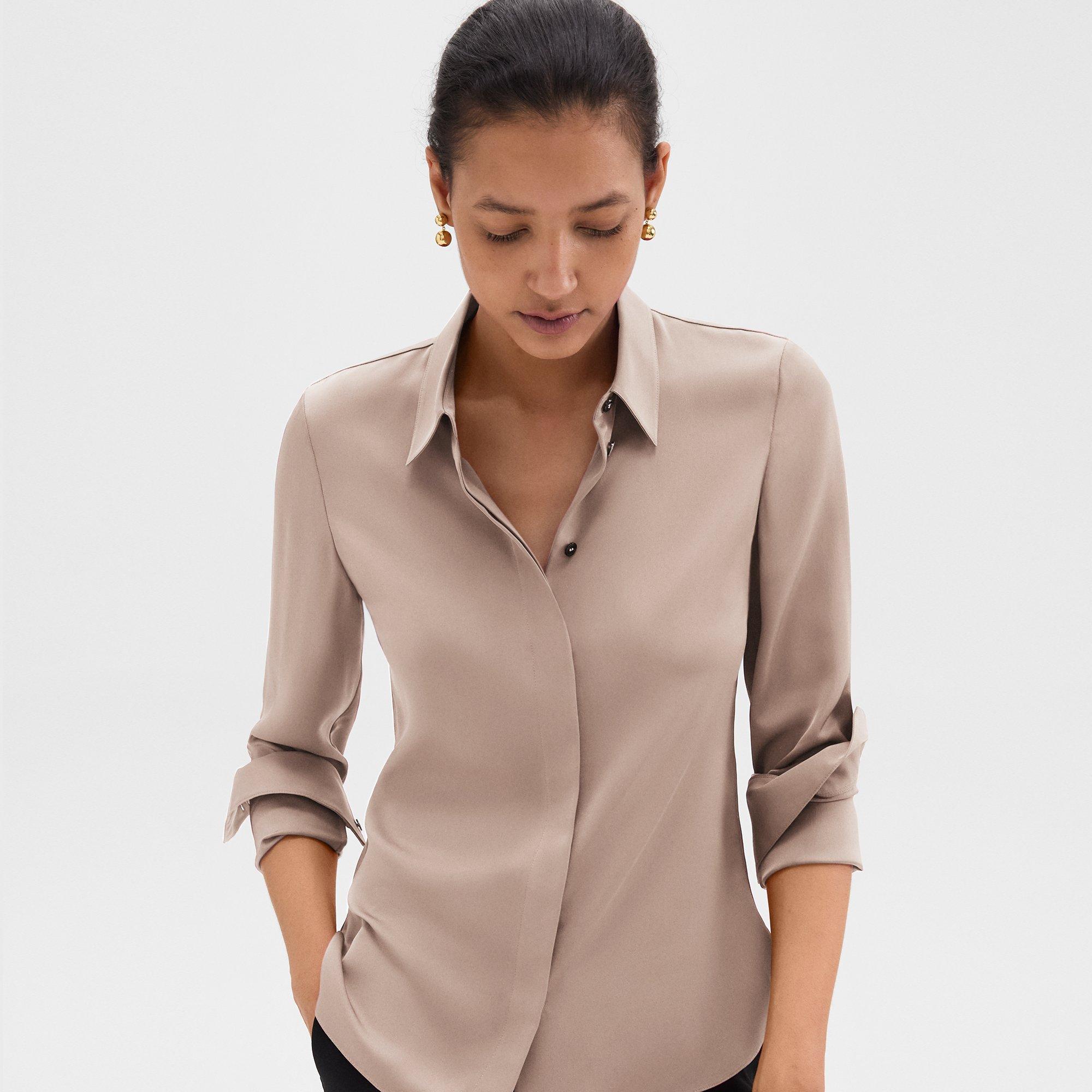 Fitted Shirt in Silk Georgette