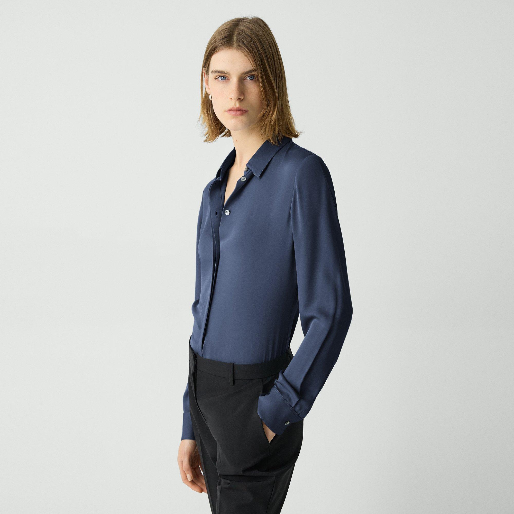 Fitted Shirt in Silk Georgette