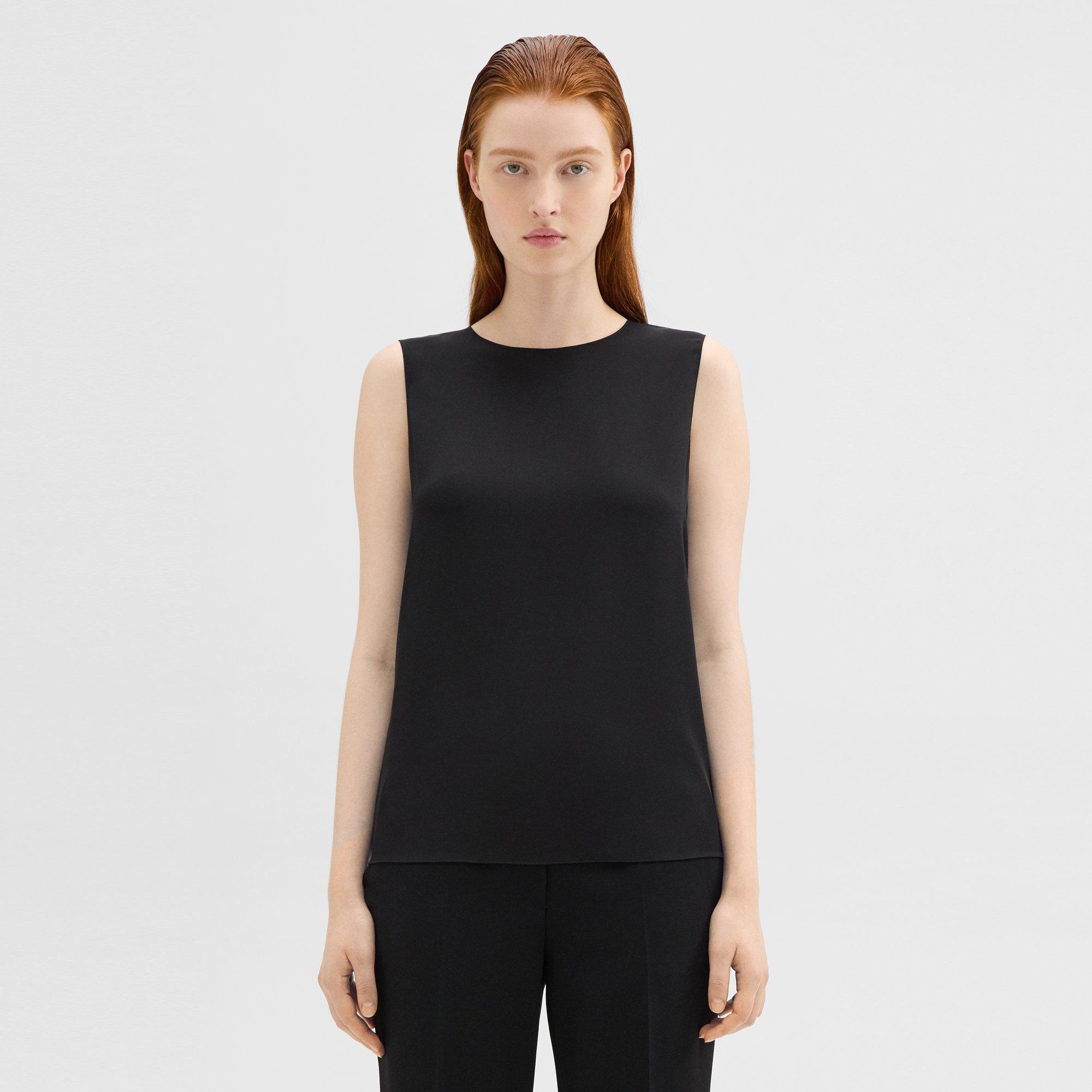 Black Silk Georgette Shell Top | Theory