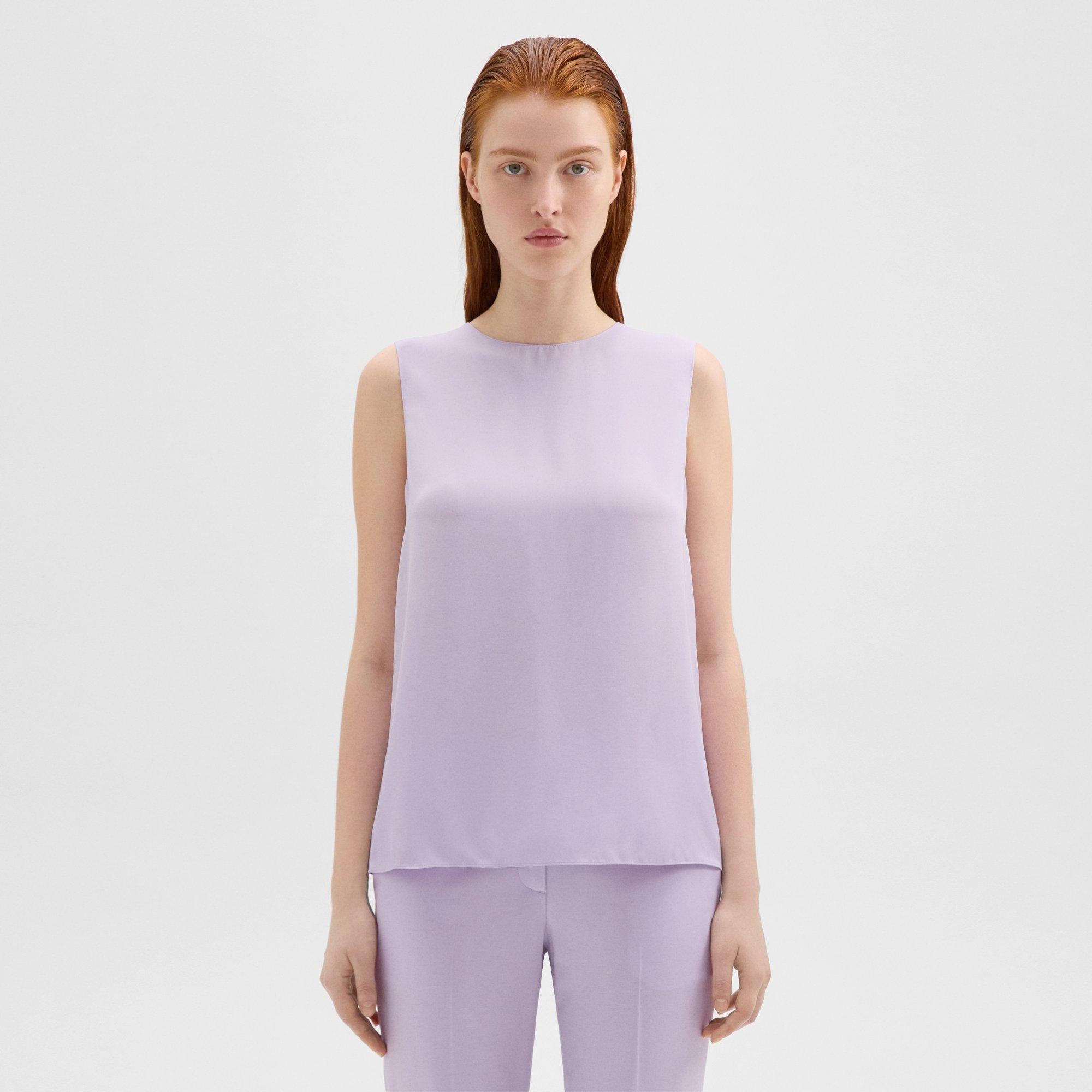 띠어리 Theory Shell Top in Silk Georgette,LILAC SKY