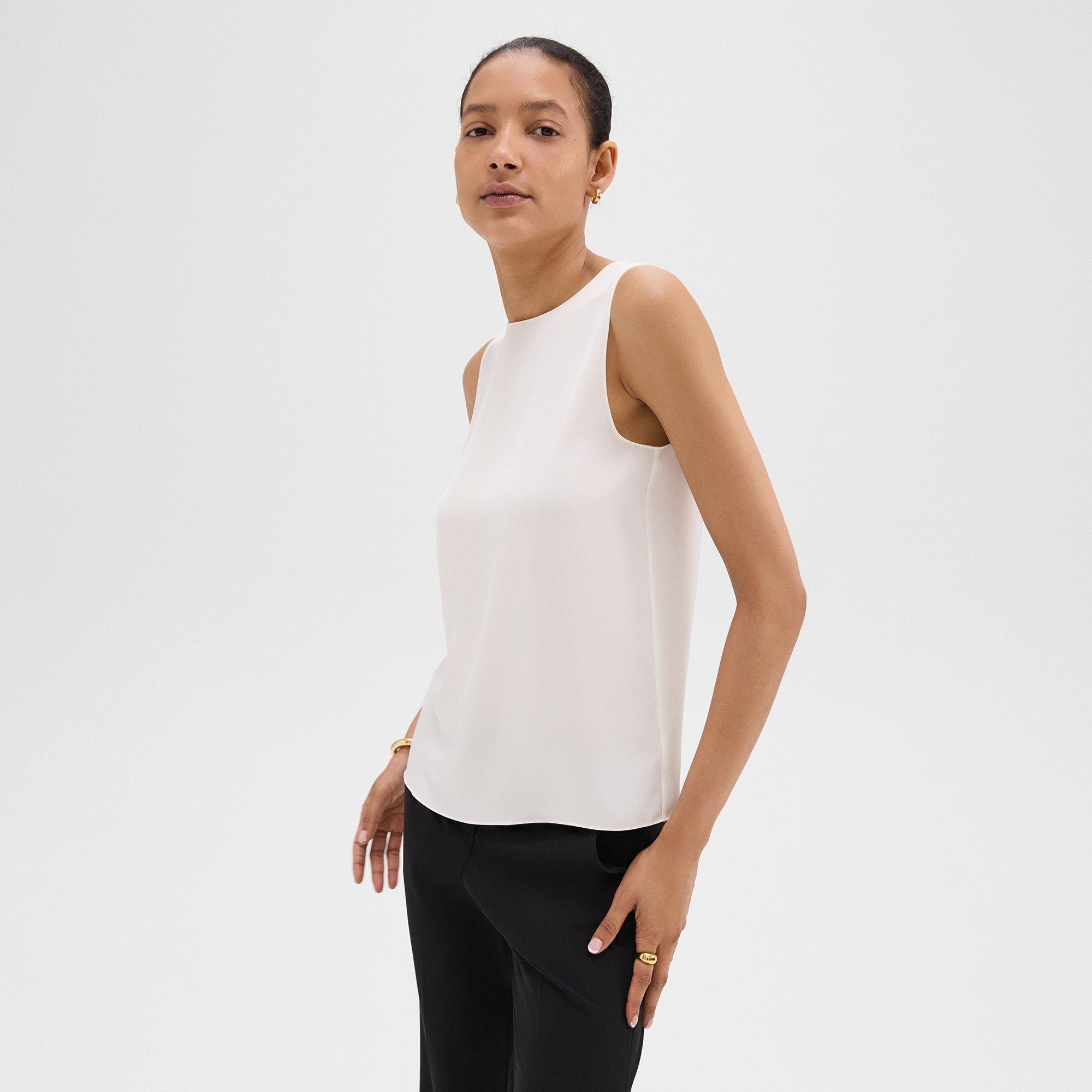 Basic Casual Sleeveless Silk Tee With OEKO Certification