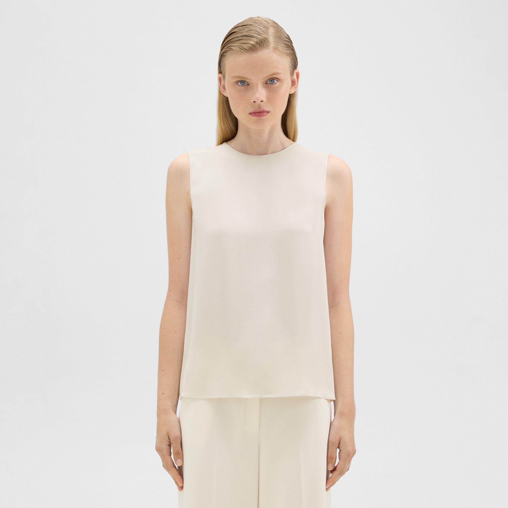 띠어리 Theory Shell Top in Silk Georgette,SAND