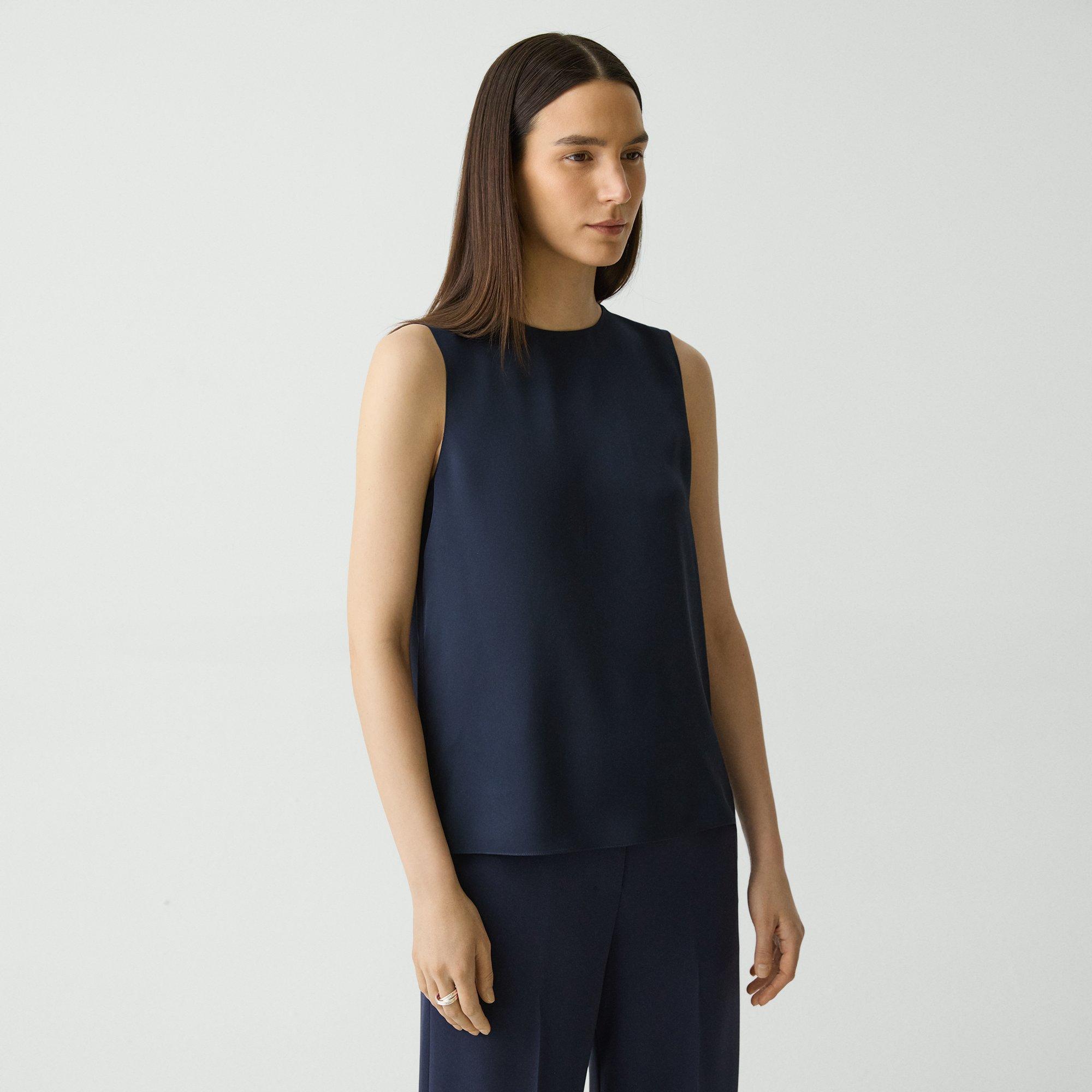 띠어리 Theory Shell Top in Silk Georgette,NOCTURNE NAVY